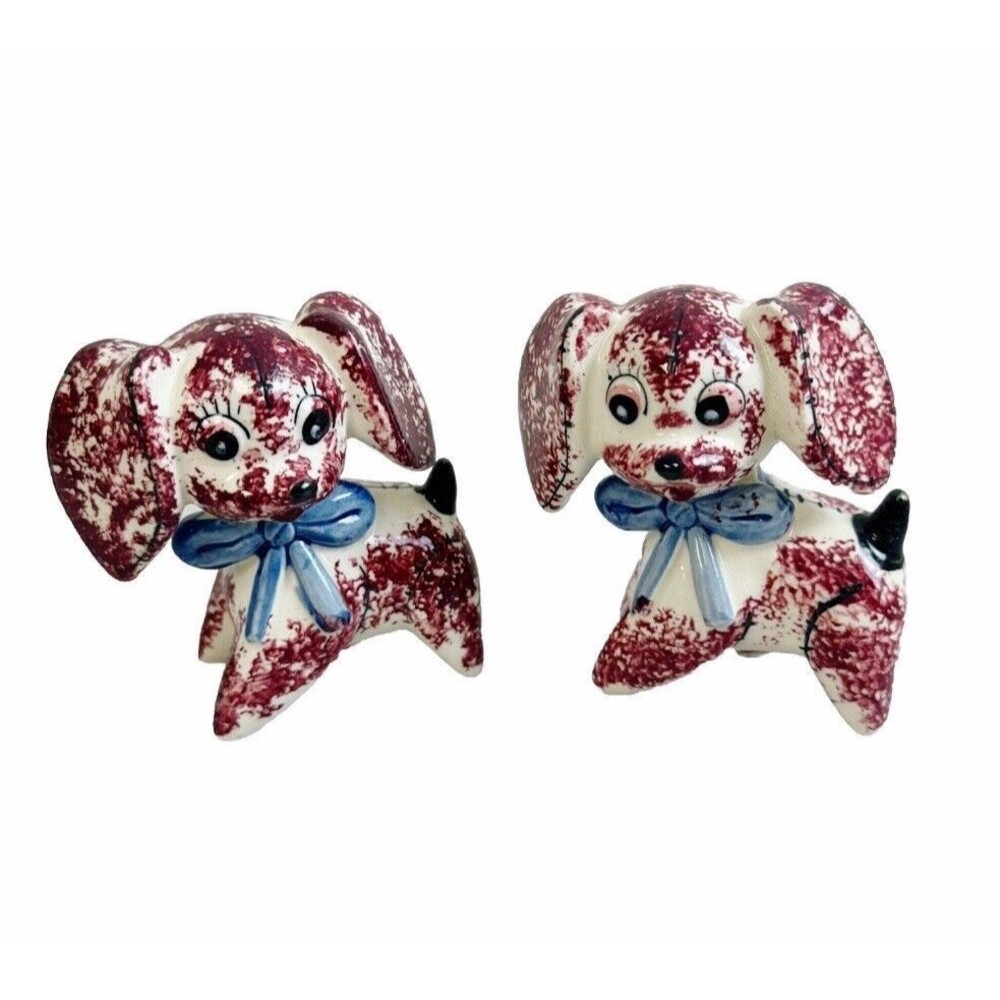 Vintage Handpainted Ceramic Dogs Salt & Pep Shakers Kitchy Anthropomorphic Japan